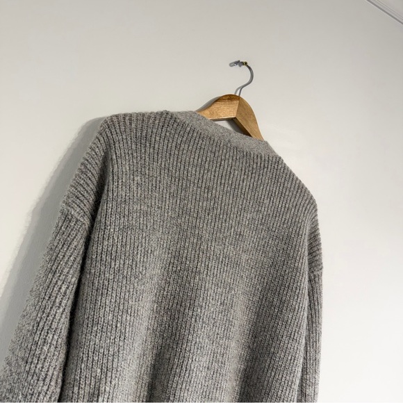Free People Cloudy Day Cardigan light grey alpaca mohair wool grandpa boyfriend - Picture 6 of 12